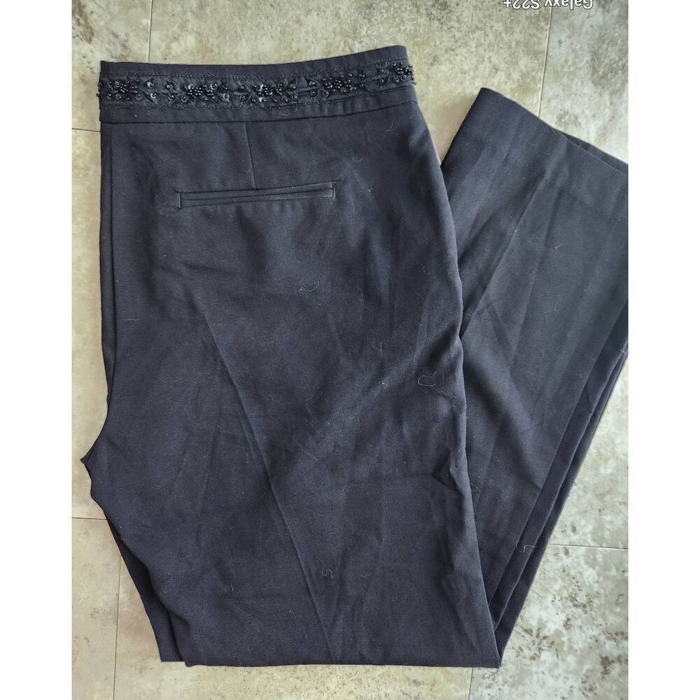 P14  Daisy Fuentes black dress pants w beaded accent on waist, NWT